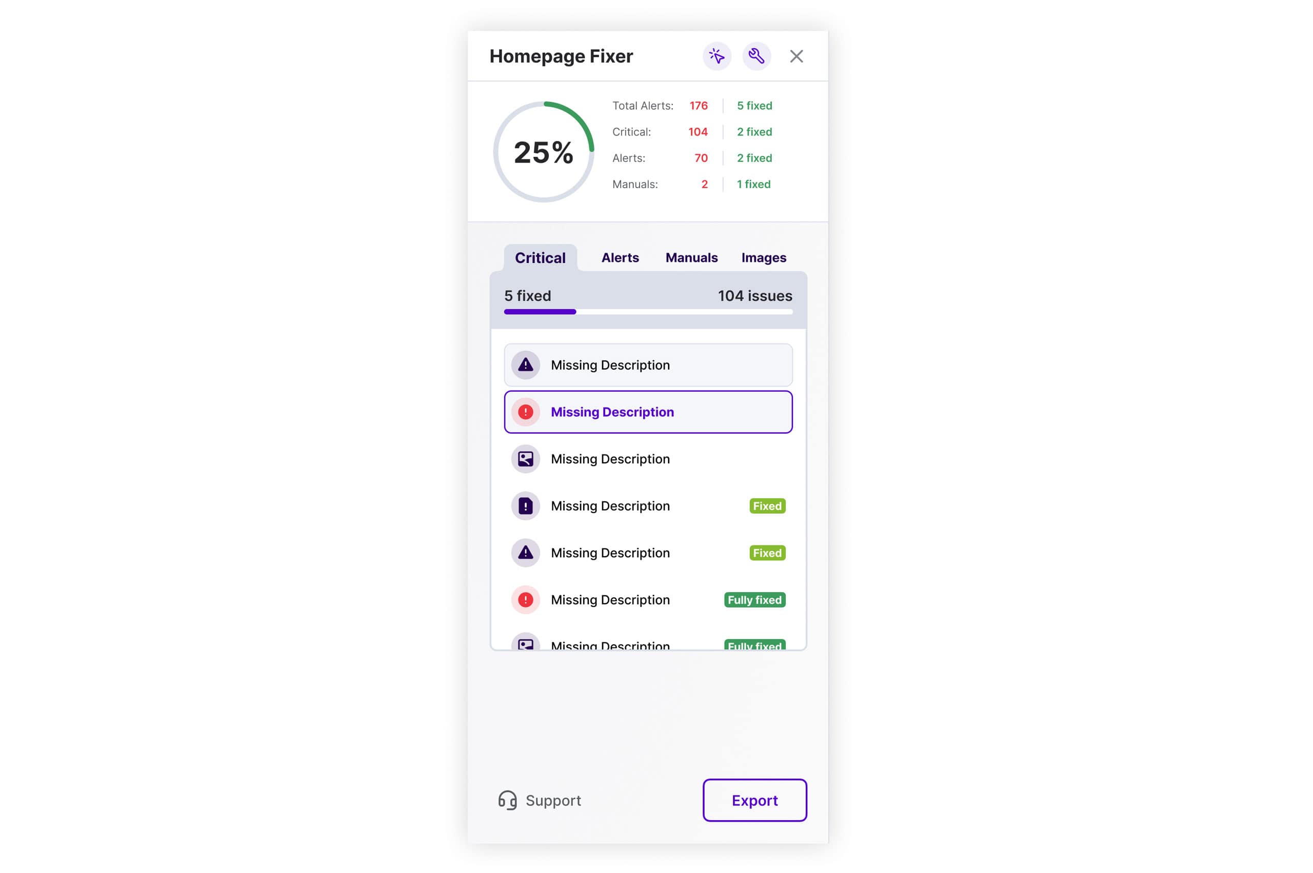 Pluro Homepage Fixer panel...