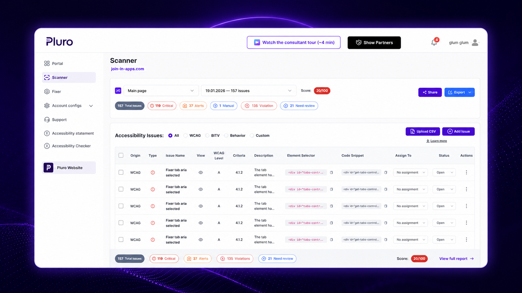 Behavior Evidence timeline showing focus order, keyboard events and captured validation failures
